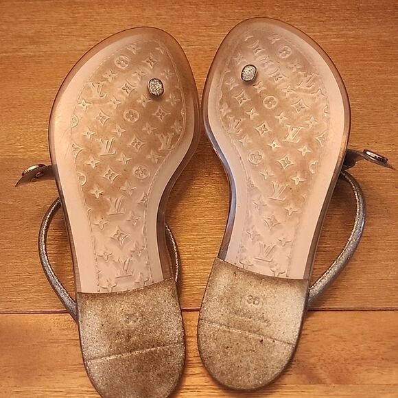 Authentic Louis Vuitton Silver Jelly BOW Flip Flop Sandals Shoes size 36 - Picture 4 of 6